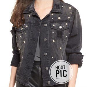 Imitation Pearl Boyfriend Denim Jacket
